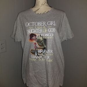 New womens size XL gray "October" t-shirt
